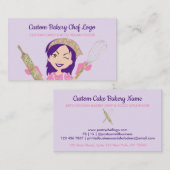 パープルベーカリーシェフ女性ベジタリアン調理器 名刺 (正面/裏面)