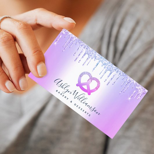 パープルベーカリーペストリーシェフケータリンググリッタードリップ 名刺