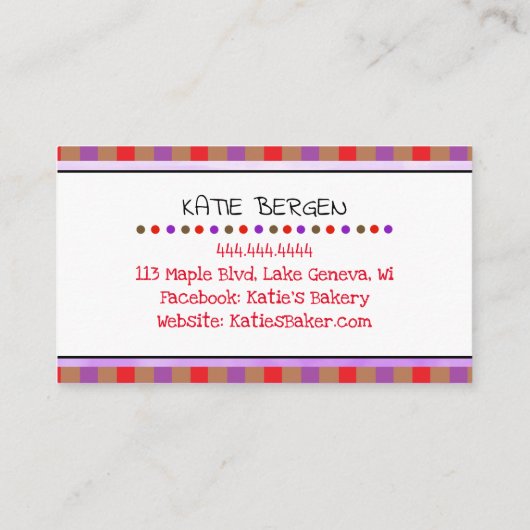 パープルベーカリー |かわいいカップケお洒落ーキ 名刺 (裏面)