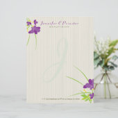 パープルベージュアンドグリーンフラワーイラストレーション レターヘッド (スタンド正面)