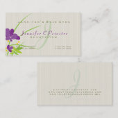 パープルベージュアンドグリーンフラワーイラストレーション 名刺 (正面/裏面)