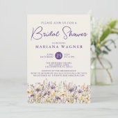 パープルベージュワイルドフラワーズブライダルシャワー 招待状 (スタンド正面)