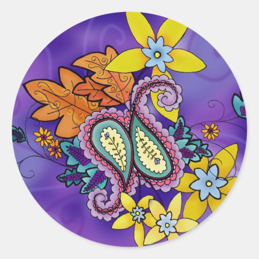 パープルペイズリーシール ラウンドシール (正面)