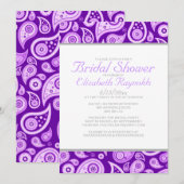 パープルペイズリーブライダルシャワー招待状 招待状 (正面/裏面)