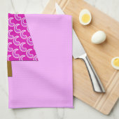 パープルペイズリーモダンクリスマスツリー キッチンタオル (四つ折り)