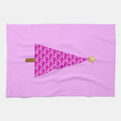 パープルペイズリーモダンクリスマスツリー キッチンタオル (横)