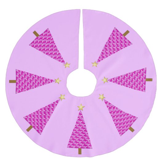 パープルペイズリーモダンクリスマスツリー ブラッシュドポリエステルツリースカート (正面)