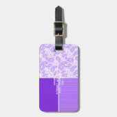 パープルペイズリーヴィンテージシャルボードルック ラゲッジタグ (正面縦)