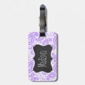 パープルペイズリーヴィンテージシャルボードルック ラゲッジタグ (裏面縦)