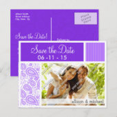 パープルペイズリー柄 案内ポストカード (正面/裏面)