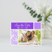 パープルペイズリー柄 案内ポストカード (スタンド正面)