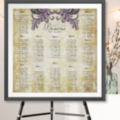 パープルペイズリー結婚ピーコックの座席表 ポスター