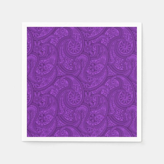 パープルペイズリー スタンダードカクテルナプキン (正面)