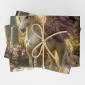 パープルペガサスストーンサークルファンタジー神話の馬 ラッピングペーパーシート