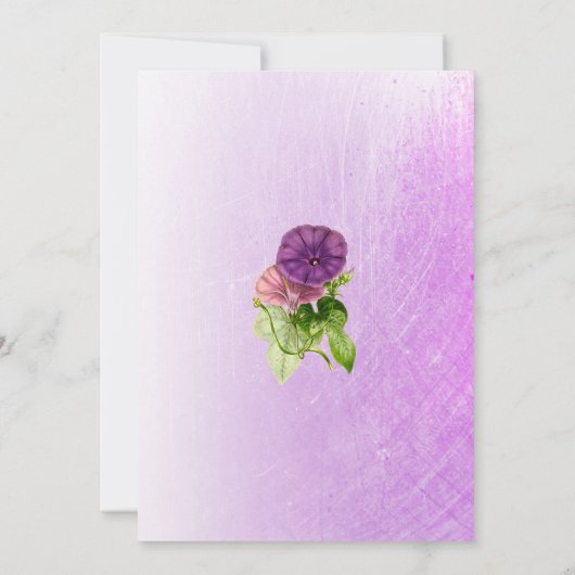 パープルペチュニアと金ゴールド結婚式招待状 招待状 (裏面)