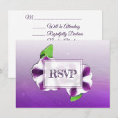 パープルペチュニアの花の結婚式出欠確認＆メニュー 招待状 (正面/裏面)
