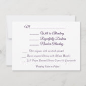 パープルペチュニアの花の結婚式出欠確認＆メニュー 招待状 (裏面)