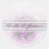 パープルペチュニアエレガントステッカー ラウンドシール (正面)