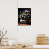 パープルペチュニアフラワーズアートプリントポスター ポスター (キッチン)