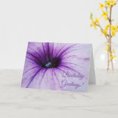 パープルペチュニア花誕生日グリーティングカード カード (黄色い花)