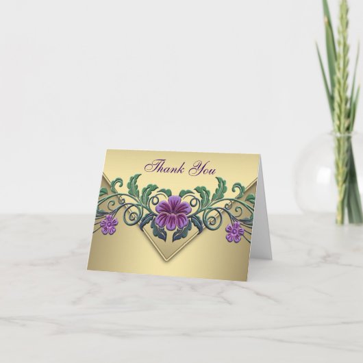 パープルペチュニア ゴールド ありがとうカード サンキューカード (正面)