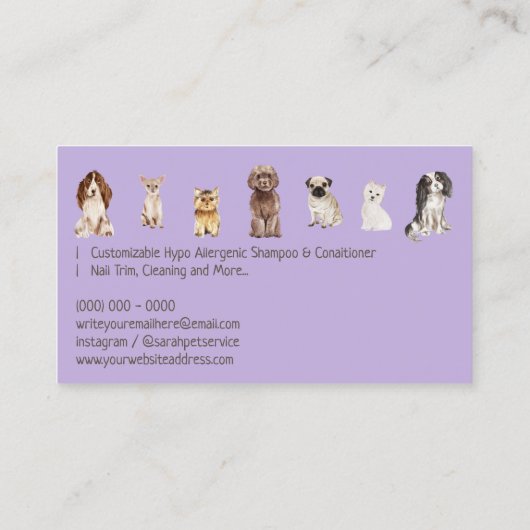 パープルペットシッターグルーミングドッグス 名刺 (裏面)