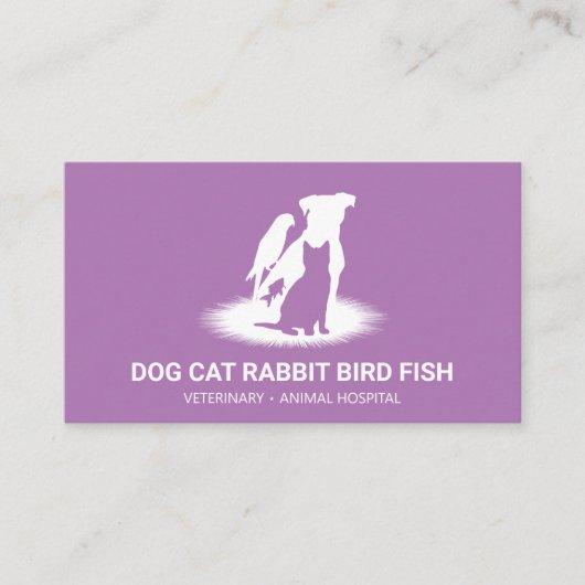 パープルペットストアブティック 猫 犬 鳥 うさぎ 魚 名刺 (正面)