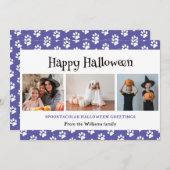 パープルペットポーズフォトハッピーハローウィン シーズンカード (正面/裏面)