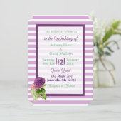 パープルペトストライプのニア結婚式招待状 招待状 (スタンド正面)
