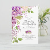 パープルペニーズフローラ16th誕生日招待状 招待状 (スタンド正面)
