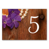 パープルペリウィンクルパールスバーンドウッドカントリーウェディング テーブルナンバー (裏面)