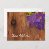 パープルペリウィンクルフラワーズバーンドウッドニューアドレス 案内ポストカード (正面/裏面)