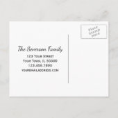 パープルペリウィンクルフラワーズバーンドウッドニューアドレス 案内ポストカード (裏面)