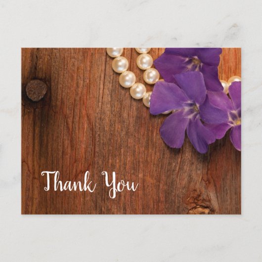 パープルペリウィンクル、真珠と納屋の木ありがとう ポストカード (正面)