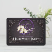 パープルペンタグラムハローウィンパーティ招待状 招待状 (スタンド正面)