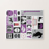 パープルホッケーエレメントスティックパックプレーヤー ジグソーパズル (横)