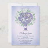 パープルホットエアバルーンベビーシャワー招待状 招待状 (正面)