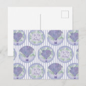 パープルホットエアバルーン – 薄紫ラベンダーストライプ製品 ポストカード (正面/裏面)