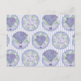 パープルホットエアバルーン – 薄紫ラベンダーストライプ製品 ポストカード