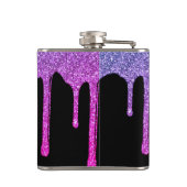 パープルホットピンクスパークルグリッタードリップスモノグラム フラスク (裏面)