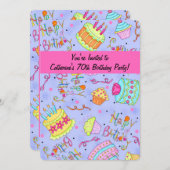 パープルホットピンクトゥイーンの12誕生日招待状 招待状 (正面/裏面)