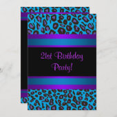 パープルホットピンクヒョウ女性21歳 招待状 (正面/裏面)