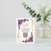 パープルホットピンク金ゴールドフローラ結婚QRCodeの詳細 エンクロージャーカード (スタンド正面)