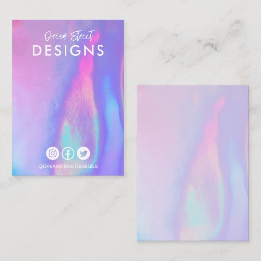 パープルホフェイクロソーシャルメディアイヤリングディスプレイカード 名刺 (正面/裏面)