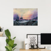 パープルホライズンランドスケープ抽象芸術アート ポスター (ホームオフィス)