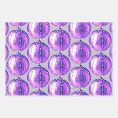 パープルホリデーオーナメントラップクラフト紙 ラッピングペーパーシート (正面3)