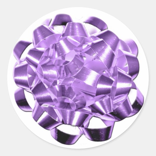 パープルホリデーボウクリスマスシーズンカードシール ラウンドシール (正面)