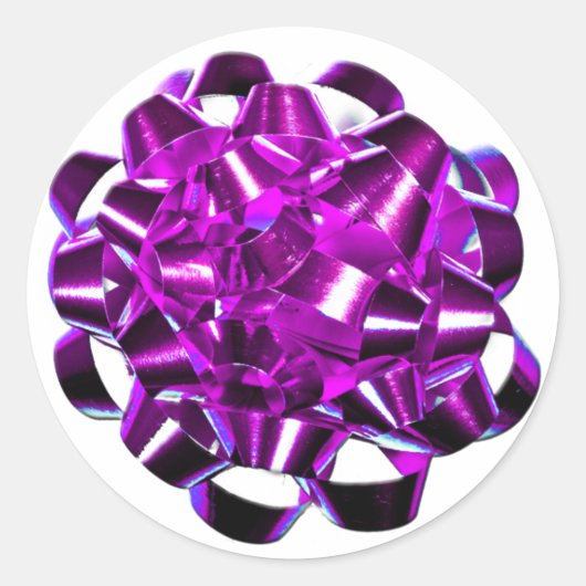 パープルホリデーボウクリスマスシーズンシール ラウンドシール (正面)