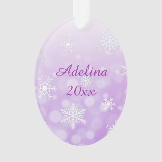 パープルホリデーユニコーンと散水クリスマス オーナメント (裏面)