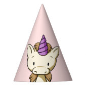 パープルホルンピンク誕生日かわいいユニコーン パーティーハット (正面)